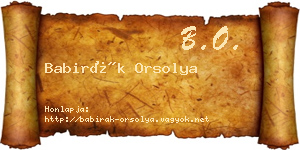 Babirák Orsolya névjegykártya